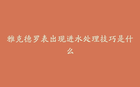 雅克德罗表出现进水处理技巧是什么