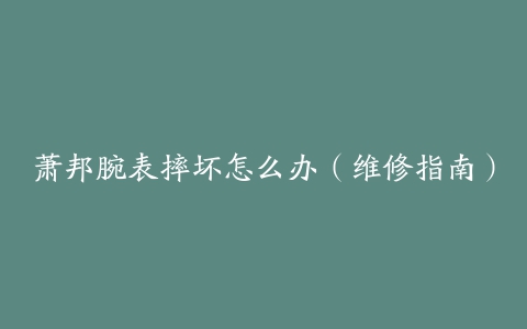 萧邦腕表摔坏怎么办（维修指南）