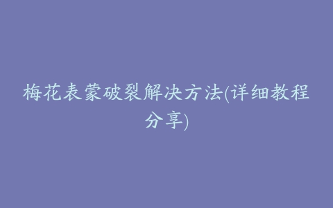 梅花表蒙破裂解决方法(详细教程分享)