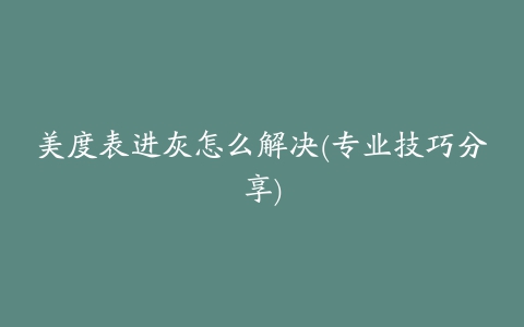 美度表进灰怎么解决(专业技巧分享)