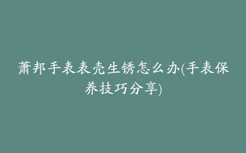 萧邦手表表壳生锈怎么办(手表保养技巧分享)