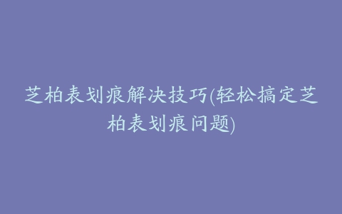 芝柏表划痕解决技巧(轻松搞定芝柏表划痕问题)