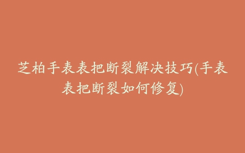 芝柏手表表把断裂解决技巧(手表表把断裂如何修复)