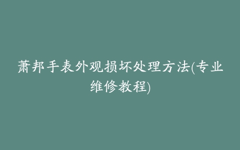 萧邦手表外观损坏处理方法(专业维修教程)