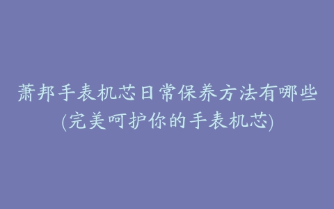 萧邦手表机芯日常保养方法有哪些(完美呵护你的手表机芯)