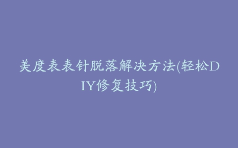 美度表表针脱落解决方法(轻松DIY修复技巧)