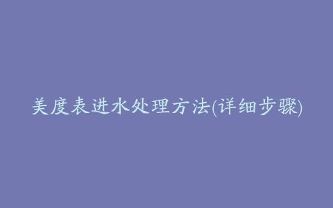 美度表进水处理方法(详细步骤)