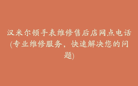 汉米尔顿手表维修售后店网点电话(专业维修服务，快速解决您的问题)