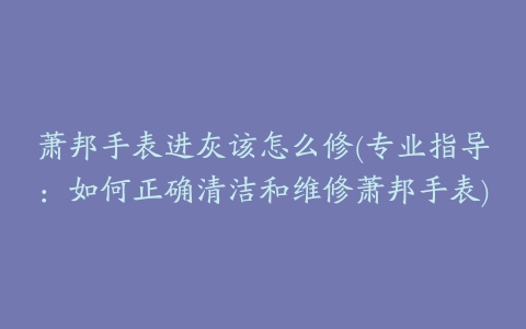 萧邦手表进灰该怎么修(专业指导：如何正确清洁和维修萧邦手表)