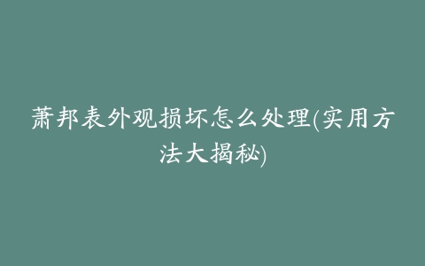 萧邦表外观损坏怎么处理(实用方法大揭秘)