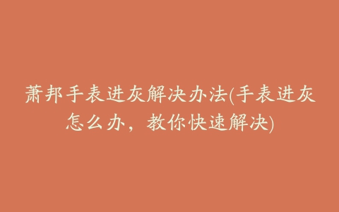 萧邦手表进灰解决办法(手表进灰怎么办,教你快速解决)
