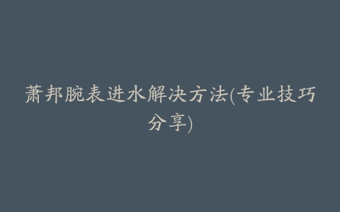 萧邦腕表进水解决方法(专业技巧分享)