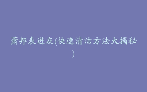 萧邦表进灰(快速清洁方法大揭秘)