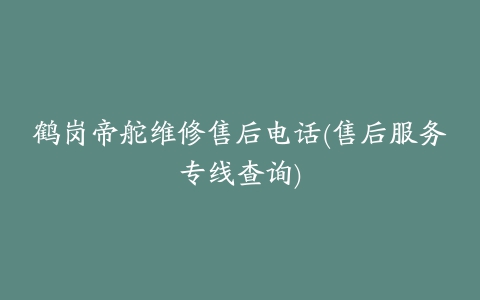 鹤岗帝舵维修售后电话(售后服务专线查询)