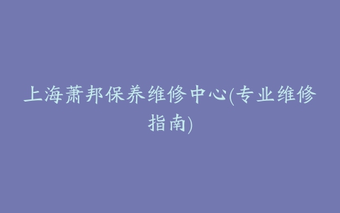 上海萧邦保养维修中心(专业维修指南)