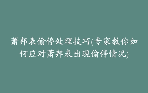 萧邦表偷停处理技巧(专家教你如何应对萧邦表出现偷停情况)