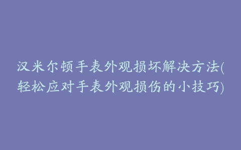 汉米尔顿手表外观损坏解决方法(轻松应对手表外观损伤的小技巧)