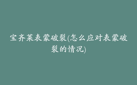 宝齐莱表蒙破裂(怎么应对表蒙破裂的情况)
