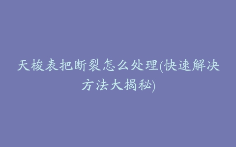 天梭表把断裂怎么处理(快速解决方法大揭秘)