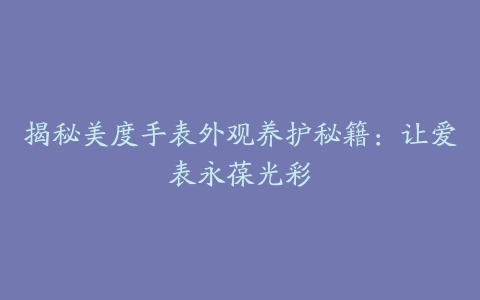 揭秘美度手表外观养护秘籍:让爱表永葆光彩