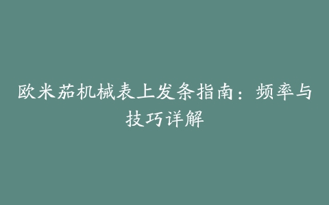 欧米茄机械表上发条指南：频率与技巧详解