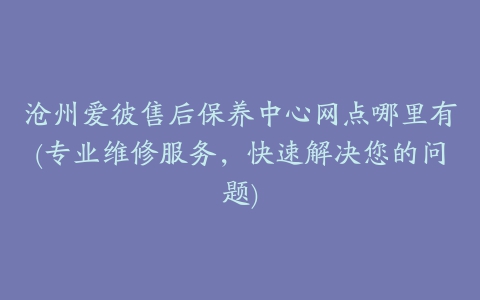 沧州爱彼售后保养中心网点哪里有(专业维修服务,快速解决您的问题)