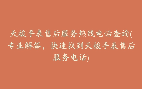 天梭手表售后服务热线电话查询(专业解答,快速找到天梭手表售后服务电话)