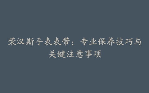 荣汉斯手表表带:专业保养技巧与关键注意事项