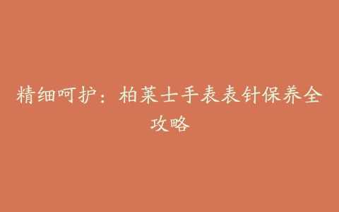 精细呵护:柏莱士手表表针保养全攻略