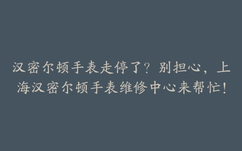 汉密尔顿手表走停了?别担心,上海汉密尔顿手表维修中心来帮忙!