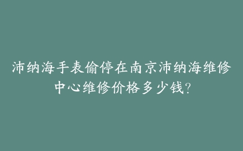 沛纳海手表偷停在南京沛纳海维修中心维修价格多少钱？