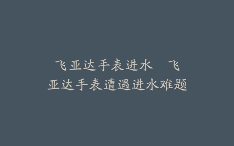 飞亚达手表进水--飞亚达手表遭遇进水难题
