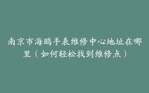 南京市海鸥手表维修中心地址在哪里（如何轻松找到维修点）