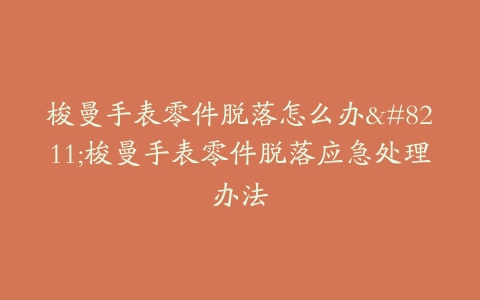 梭曼手表零件脱落怎么办--梭曼手表零件脱落应急处理办法