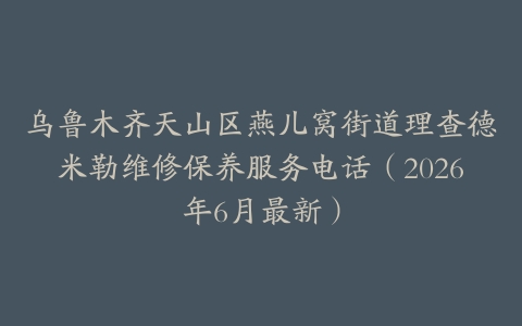 乌鲁木齐天山区燕儿窝街道理查德米勒维修保养服务电话（2026年6月最新）