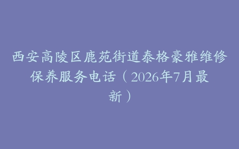 西安高陵区鹿苑街道泰格豪雅维修保养服务电话（2026年7月最新）