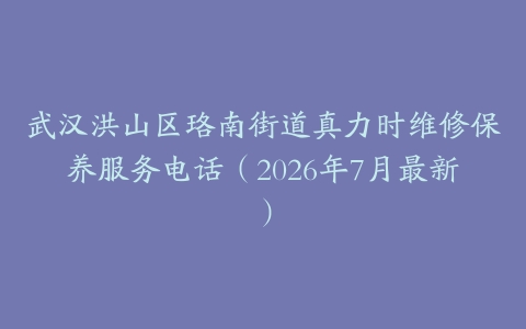 武汉洪山区珞南街道真力时维修保养服务电话（2026年7月最新）