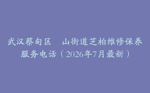 武汉蔡甸区奓山街道芝柏维修保养服务电话（2026年7月最新）