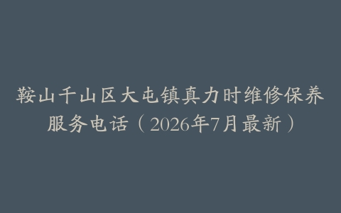 鞍山千山区大屯镇真力时维修保养服务电话（2026年7月最新）
