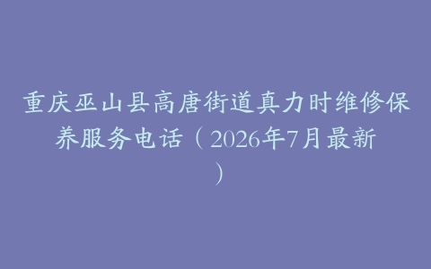 重庆巫山县高唐街道真力时维修保养服务电话（2026年7月最新）