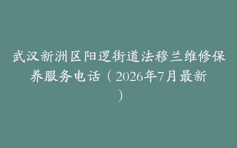 武汉新洲区阳逻街道法穆兰维修保养服务电话（2026年7月最新）