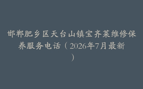邯郸肥乡区天台山镇宝齐莱维修保养服务电话（2026年7月最新）