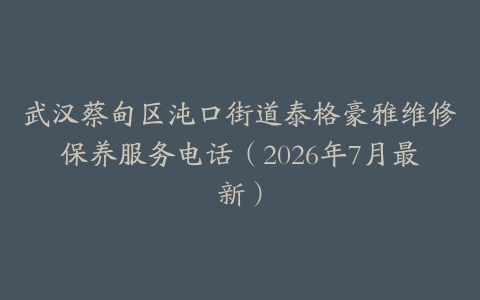 武汉蔡甸区沌口街道泰格豪雅维修保养服务电话（2026年7月最新）