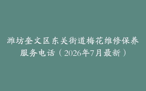 潍坊奎文区东关街道梅花维修保养服务电话（2026年7月最新）