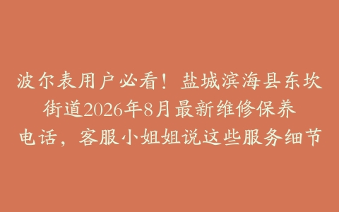 波尔表用户必看！盐城滨海县东坎街道2026年8月最新维修保养电话，客服小姐姐说这些服务细节