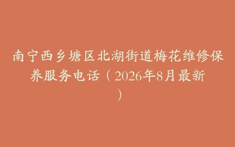 南宁西乡塘区北湖街道梅花维修保养服务电话（2026年8月最新）