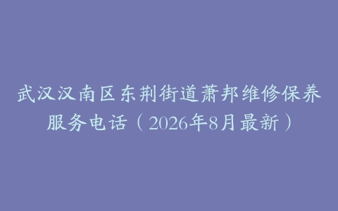 武汉汉南区东荆街道萧邦维修保养服务电话（2026年8月最新）