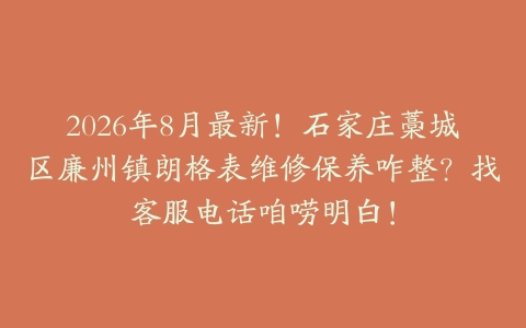 2026年8月最新！石家庄藁城区廉州镇朗格表维修保养咋整？找客服电话咱唠明白！