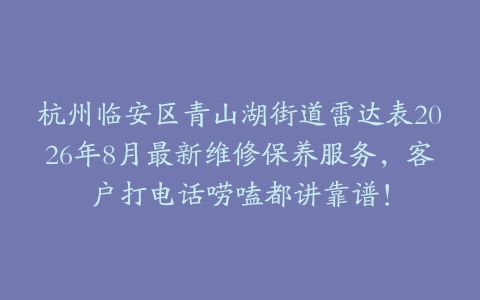 杭州临安区青山湖街道雷达表2026年8月最新维修保养服务，客户打电话唠嗑都讲靠谱！