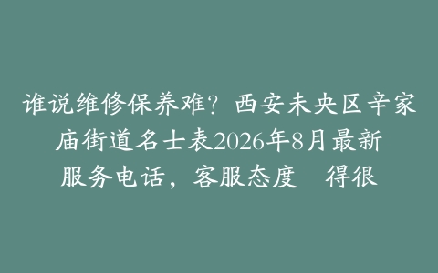 谁说维修保养难？西安未央区辛家庙街道名士表2026年8月最新服务电话，客服态度嫽得很